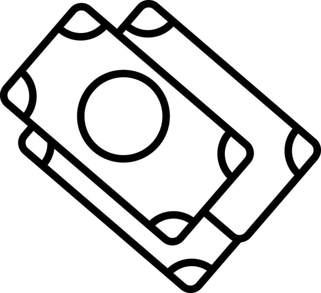 Cash Money Notes Black Linear Icon. vector