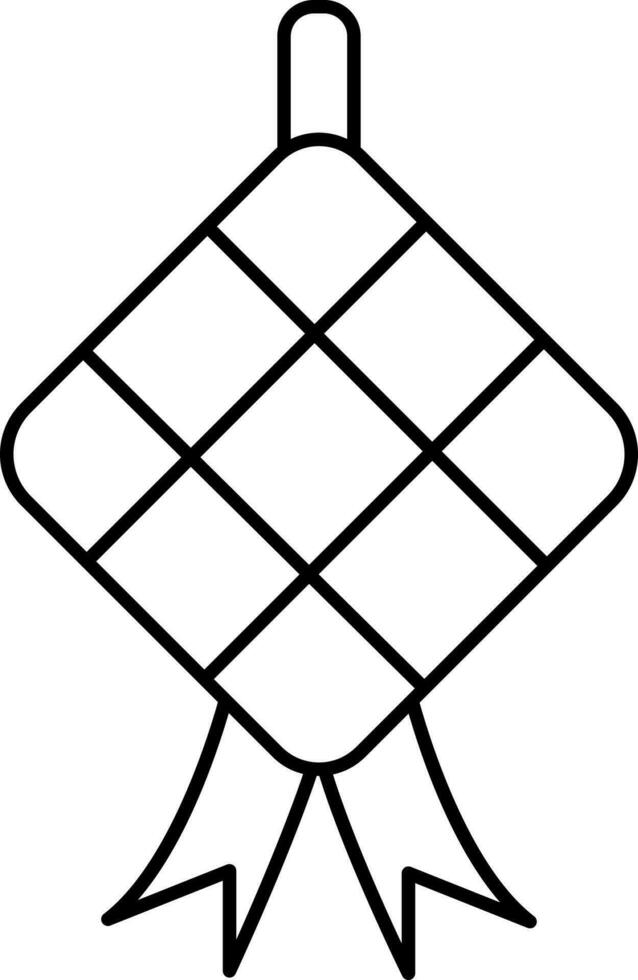 Black Stroke Illustration Of Ketupat Icon. vector
