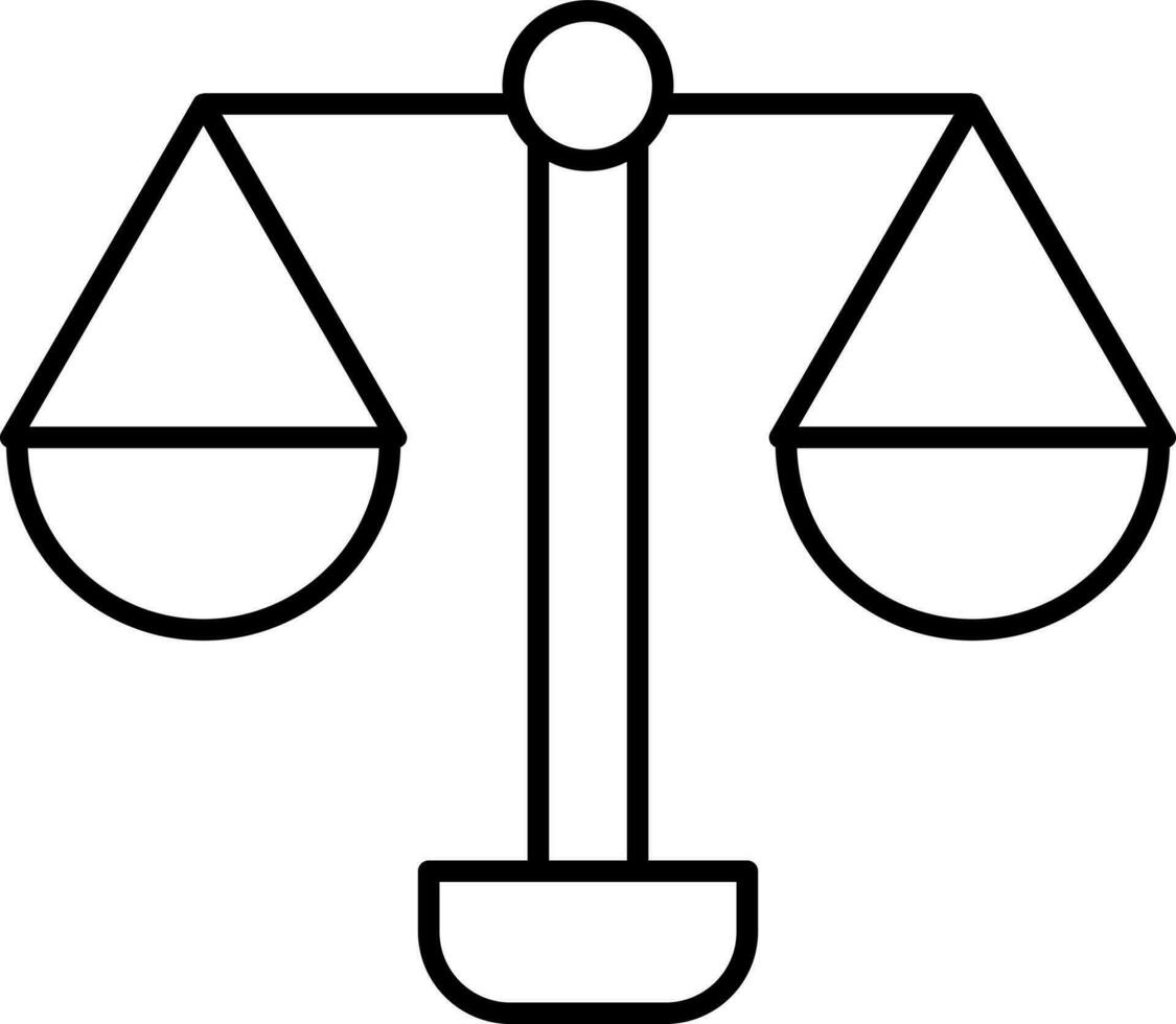 Balance Scale Icon In Black Outline. vector