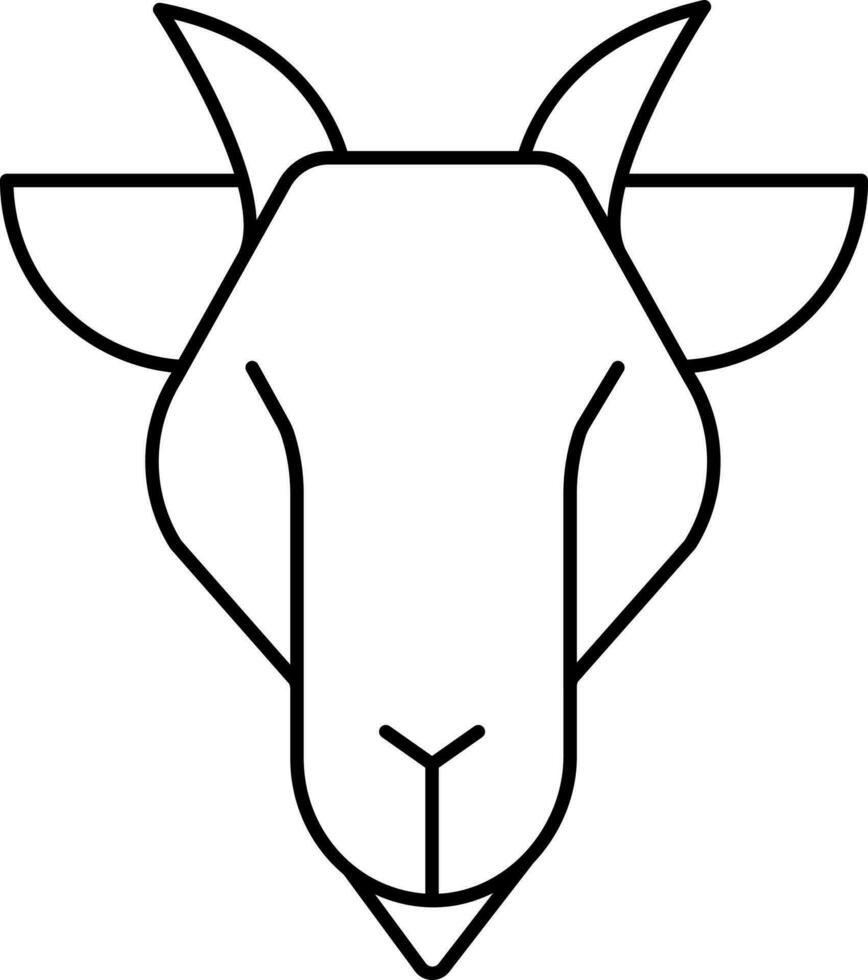 Cartoon Goat Head Icon In Linear Style. vector