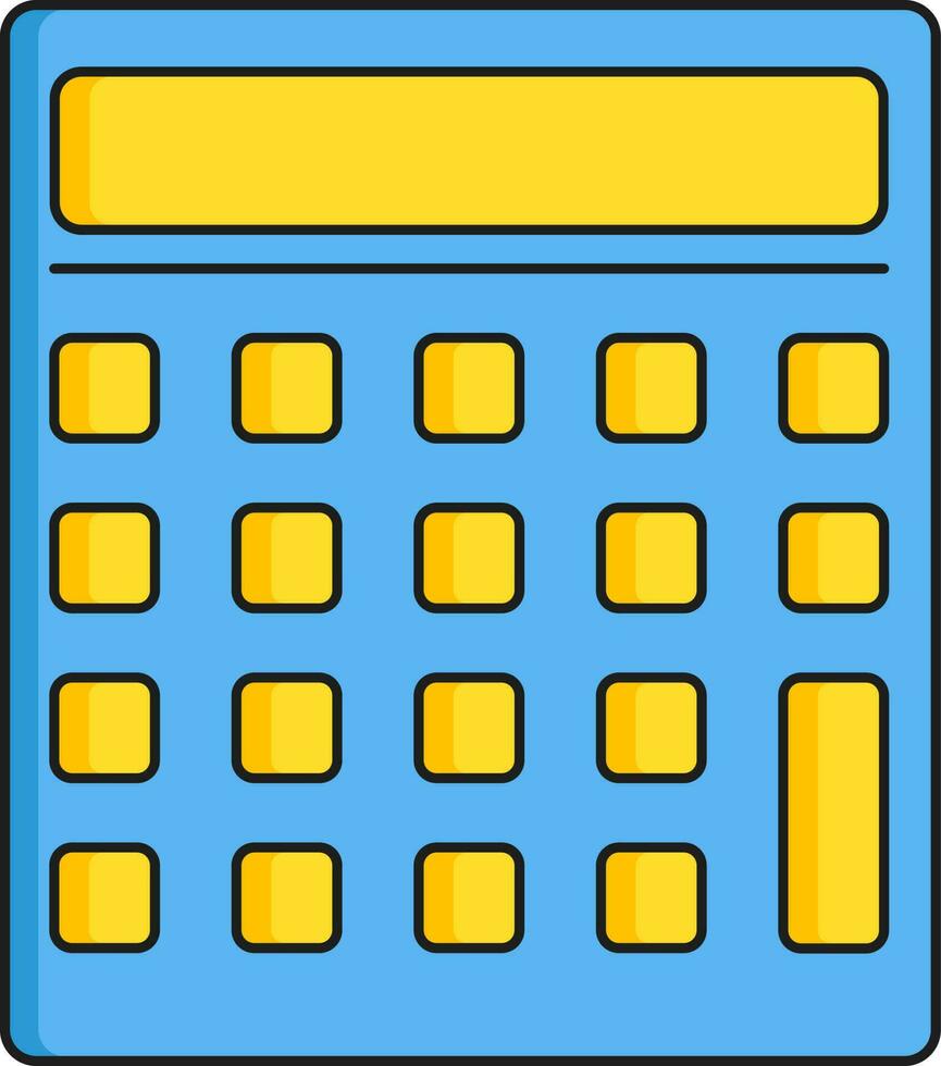 Yellow And Blue Calculator Icon In Flat Style. vector