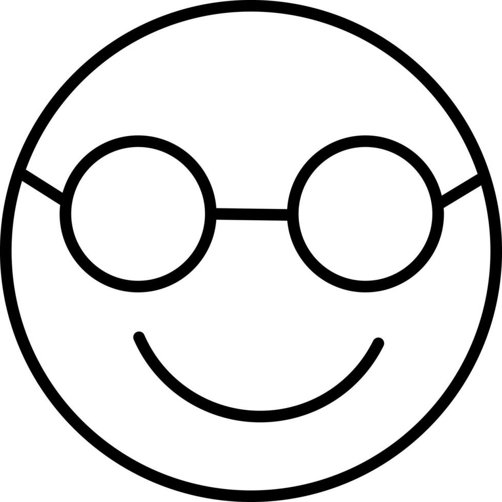 Goggles Wearing Smiley Face Emoji Black Stroke Icon. vector