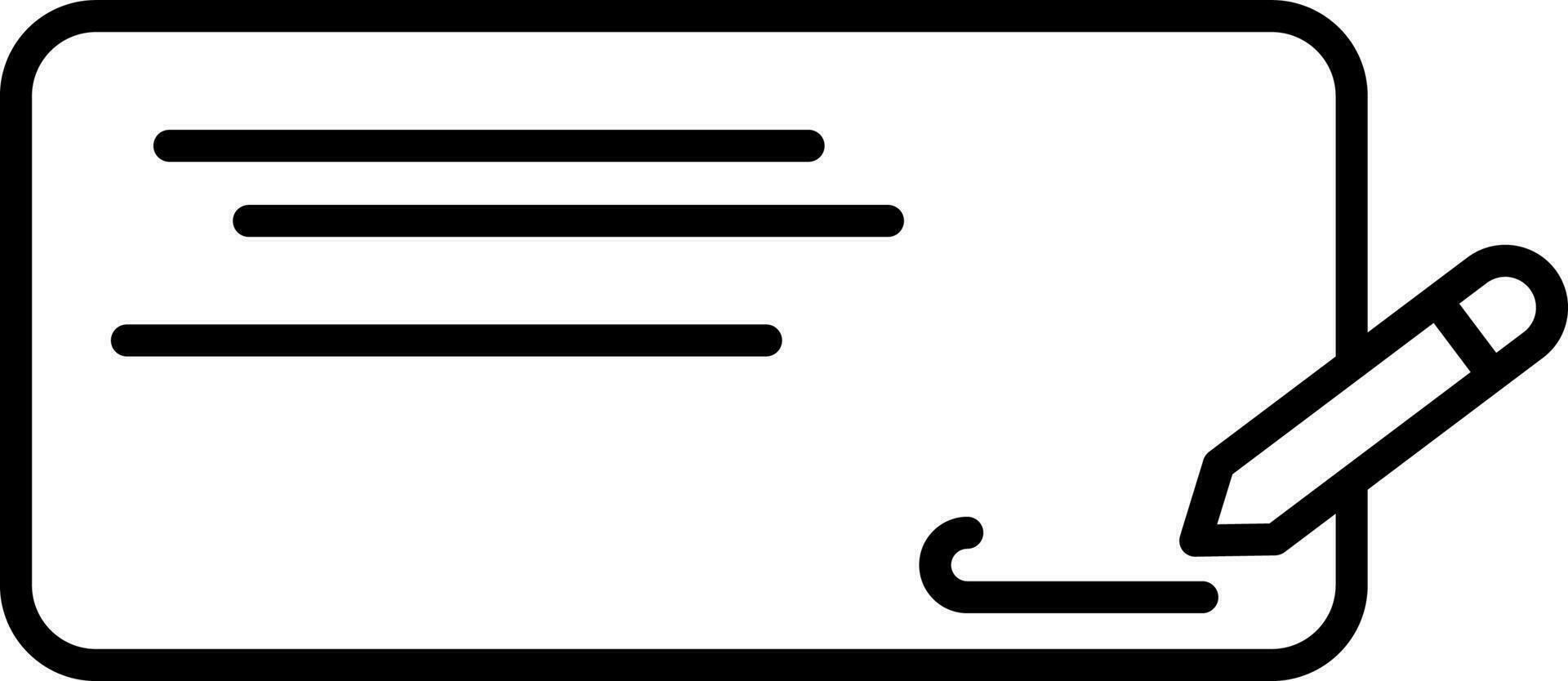 Cheque With Pen Icon In Line Art. vector