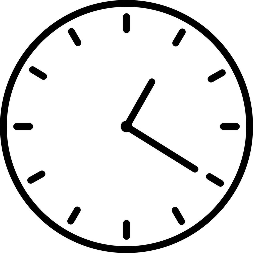 Isolated Wall Clock Icon In Black Line Art. vector