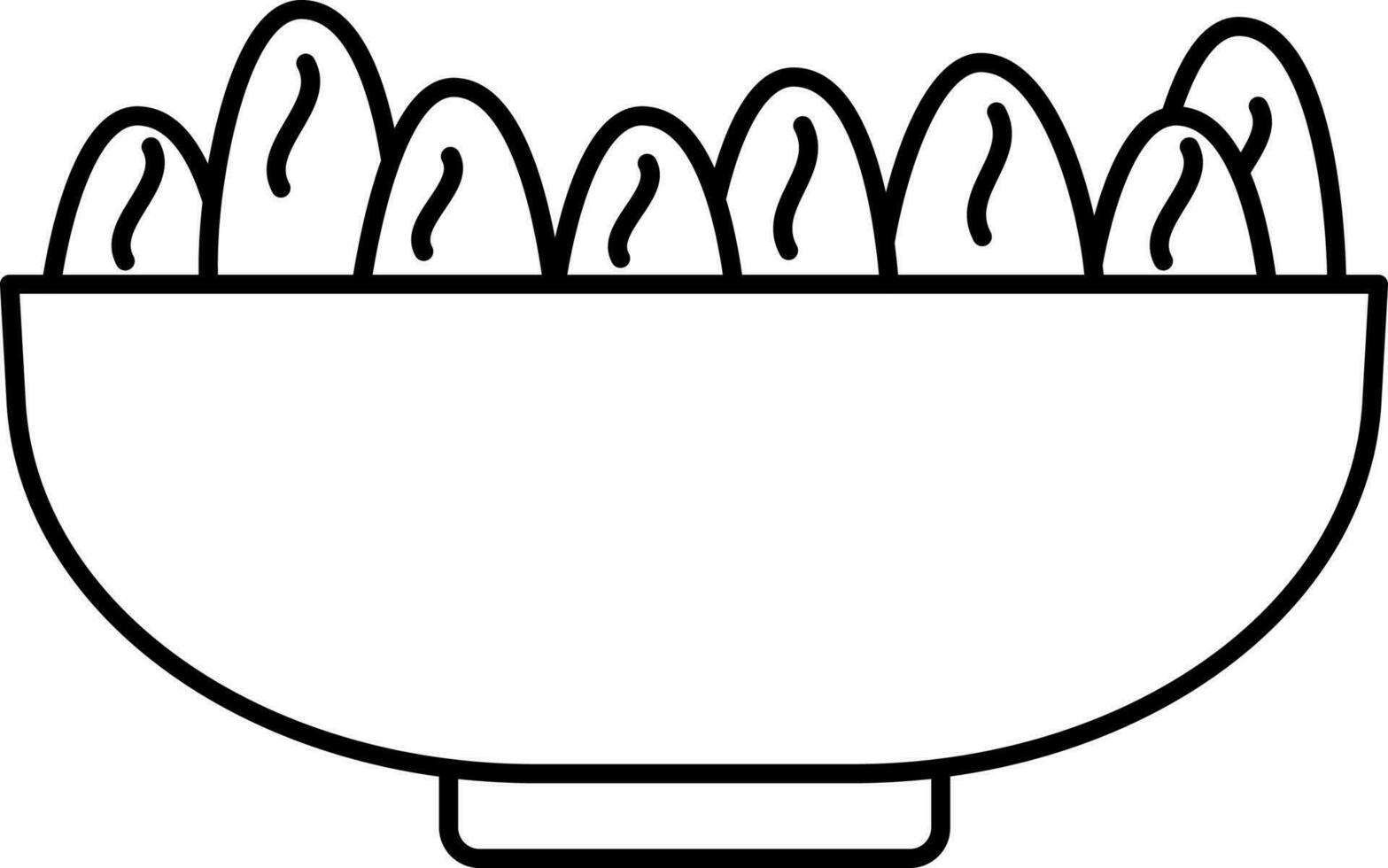 Date Fruits Bowl Icon In Black Thin Line Art. vector