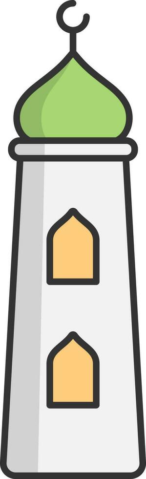 Isolated Mosque Minaret Icon Or Symbol In White Background. vector