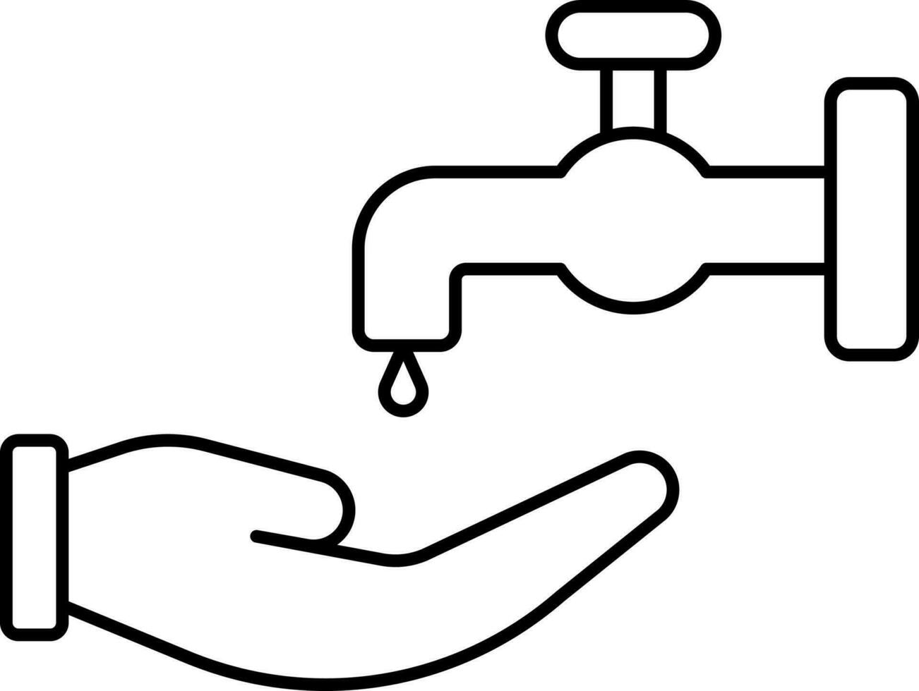 Washing Hand From Water Faucet Icon In Line Art. vector