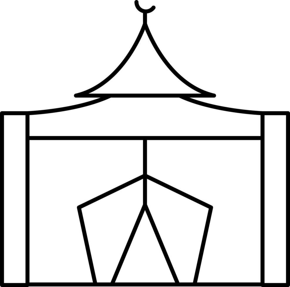 Black Thin Line Tent Icon Or Symbol. vector