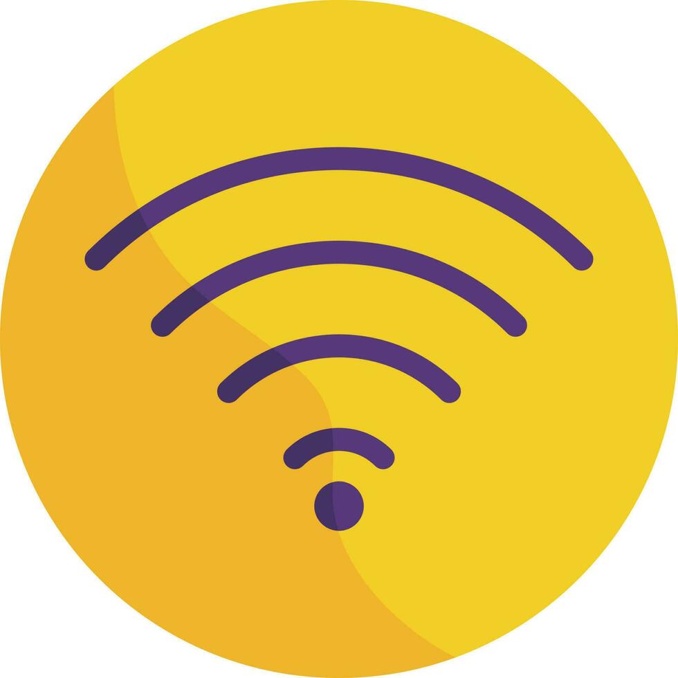 Flat Wifi Button Icon In Purple And Yellow Color. vector