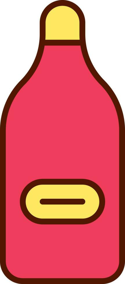 Red and Yellow Liquid Bottle Flat Icon. vector