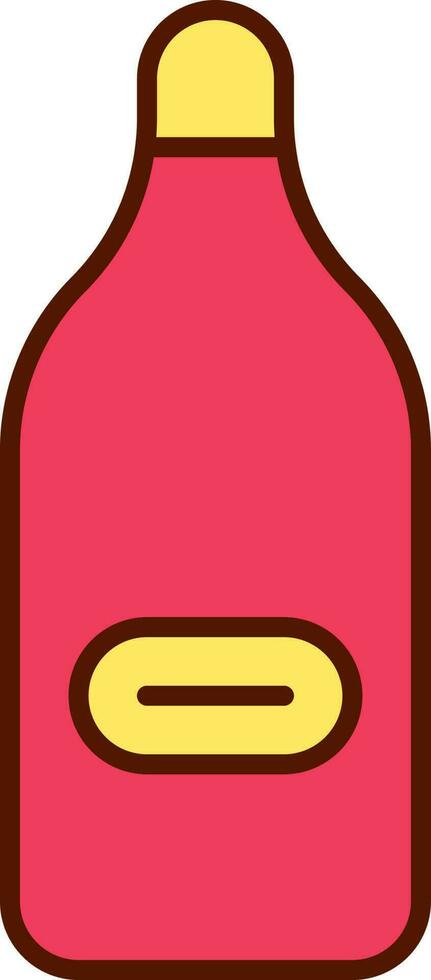 Red and Yellow Liquid Bottle Flat Icon. vector