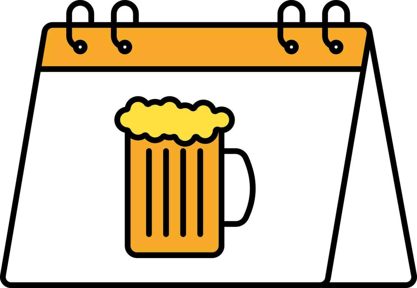 Beer Mug Symbol Calendar Orange And White Icon. vector