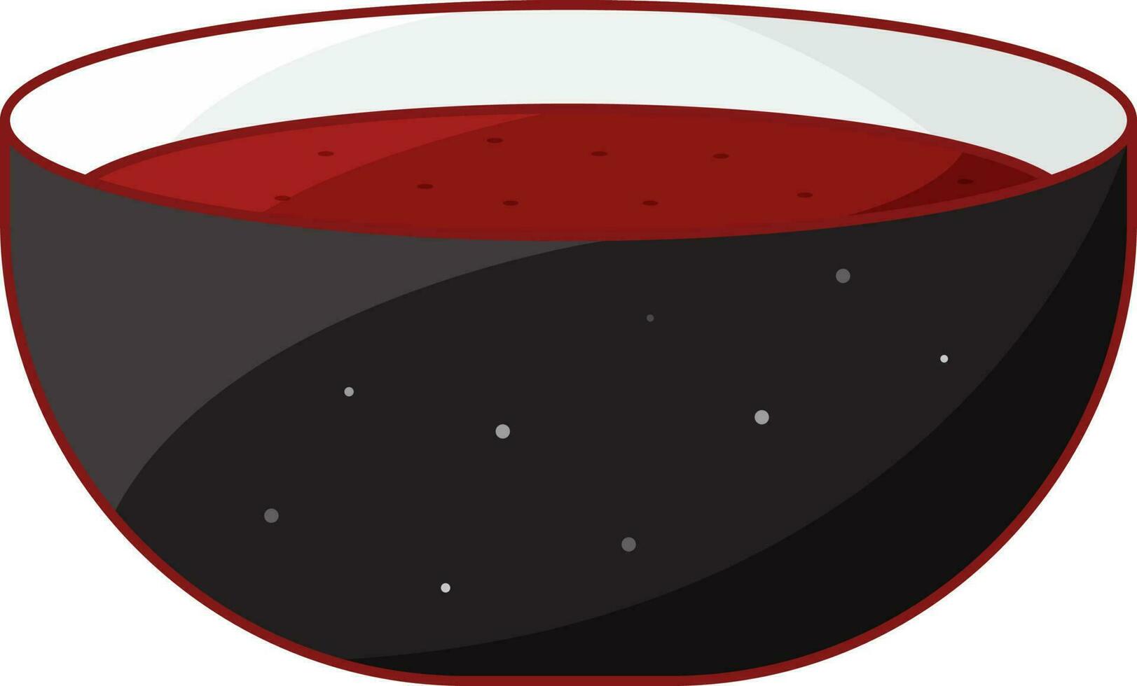 Flat Style Schezwan Sauce In Black Bowl On White Background. vector