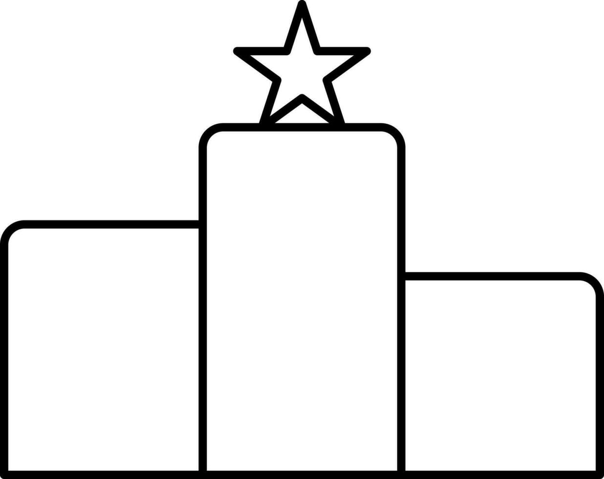 Star On First Place Podium Black Outline Icon. vector
