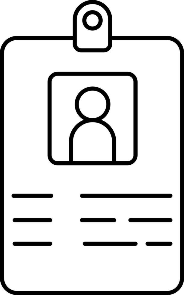 Blank ID Card Icon In Black Linear Style. vector