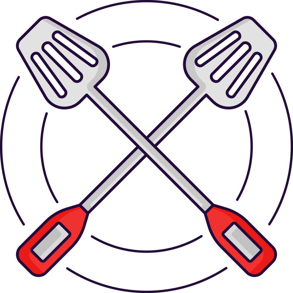 Illustration Of Cross Spatula Against Circles Background. vector