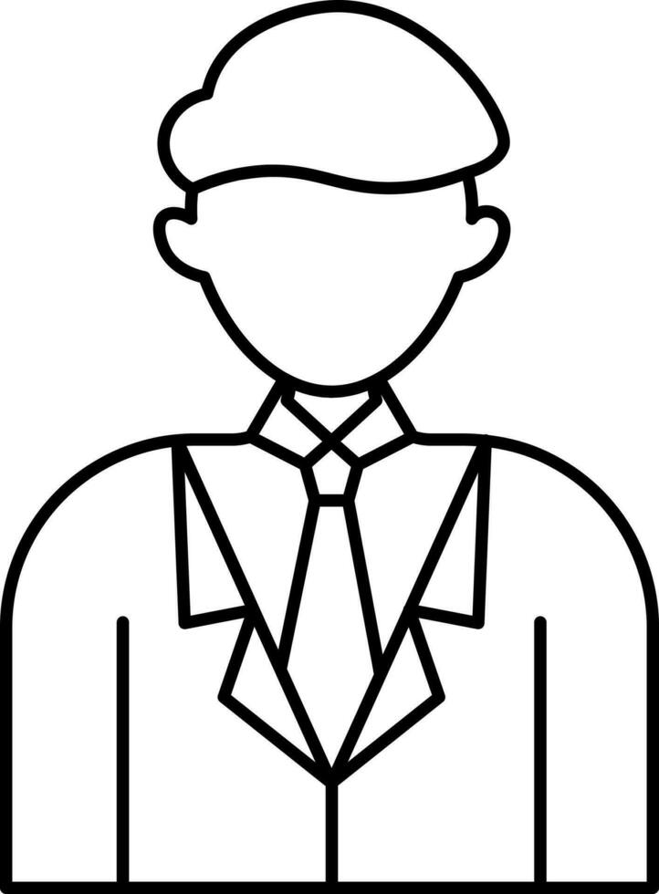 Flat Style Faceless Business Man Icon In Black Outline. vector