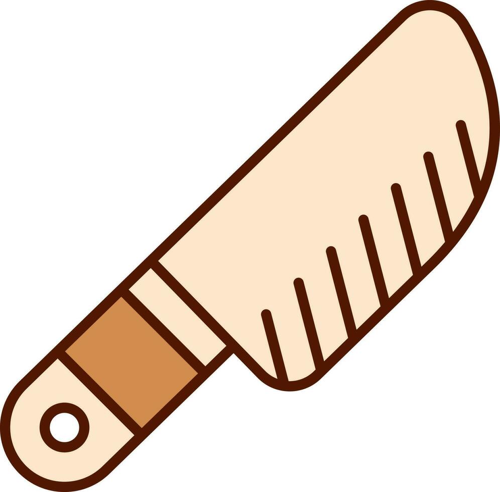 Cleaver Knife Icon In Peach And Brown Color. vector