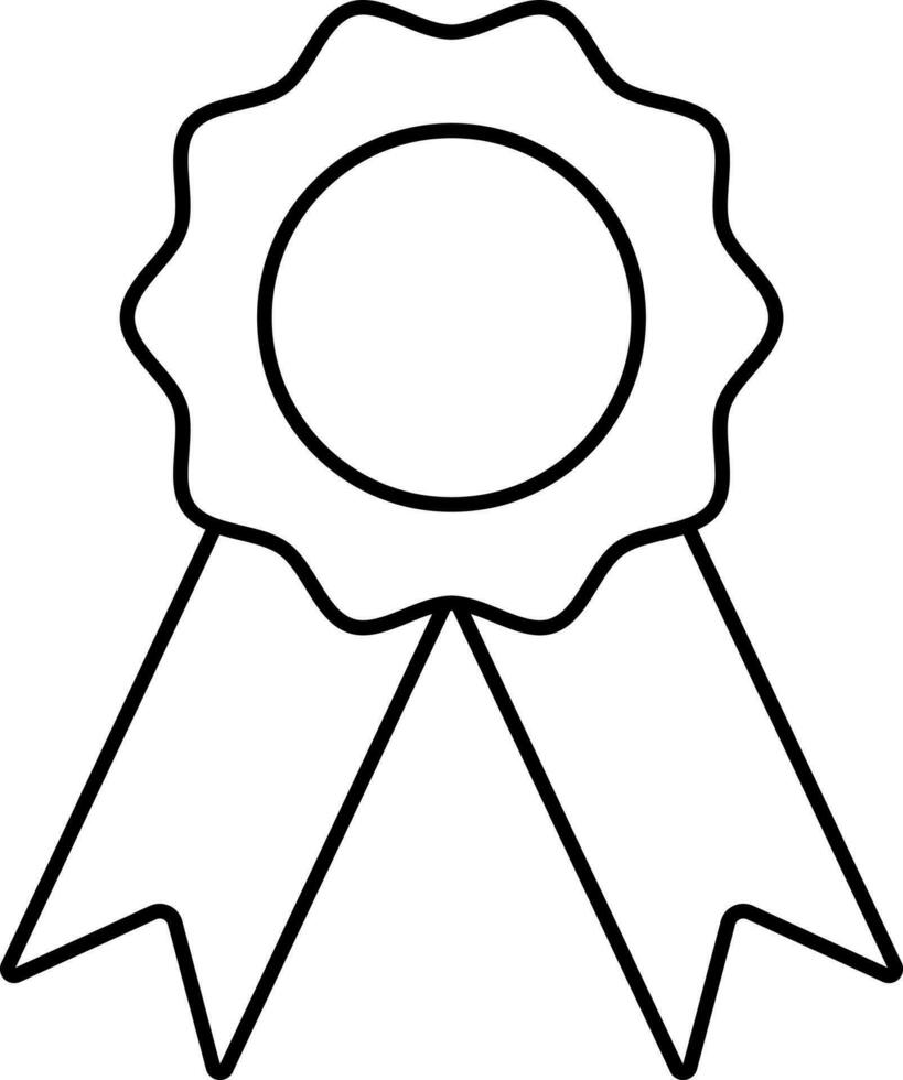 Black Line Art Illustration Of Badge Medal Icon. vector