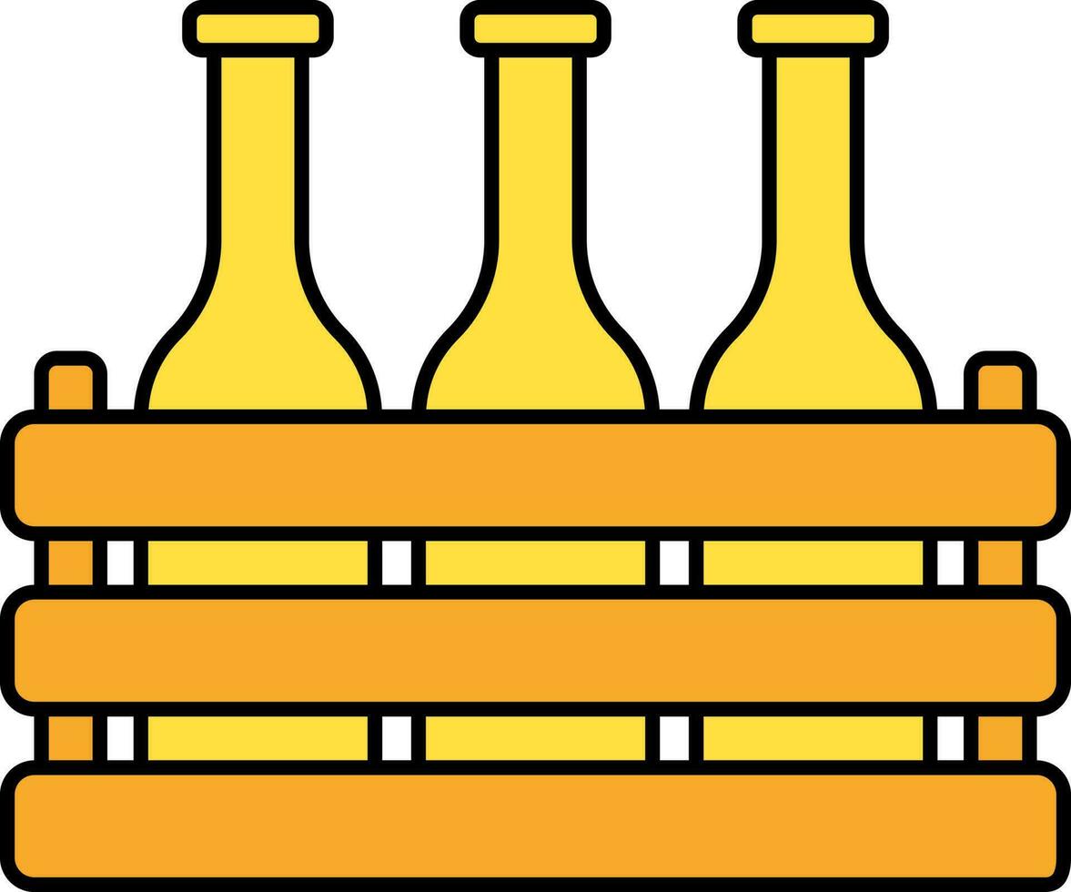 Flat Style Drink Crate Icon In Yellow And Orange Color. vector