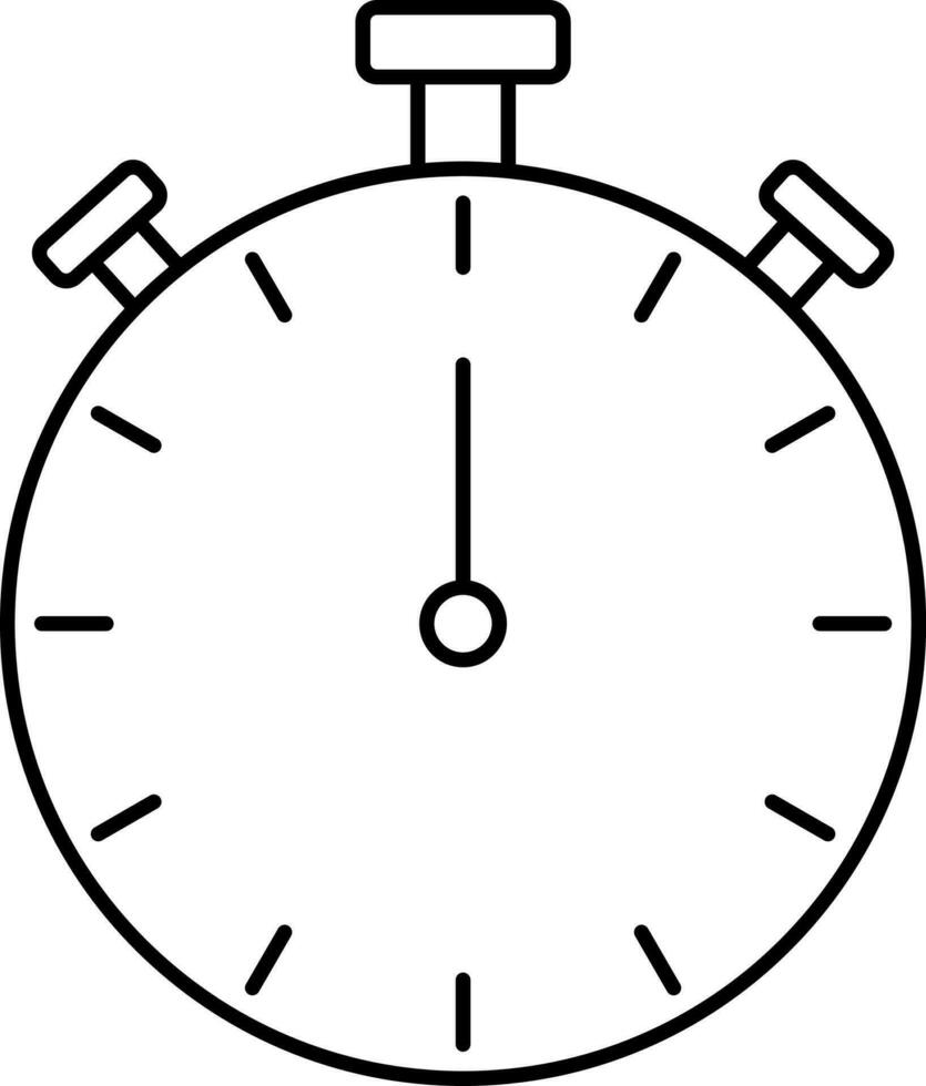 Flat Style Timer Clock Icon In Black Outline. vector