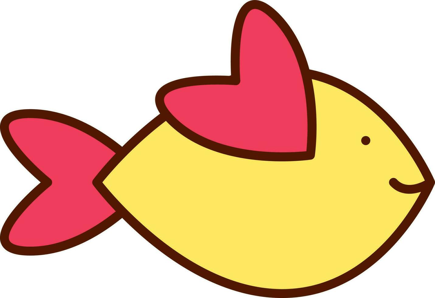 Love Fish Icon In Yellow And Red Color. vector