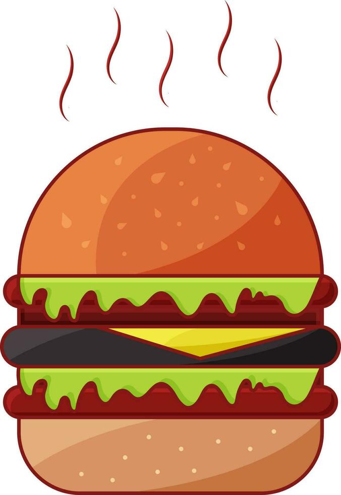 Hot Burger Colorful Illustration Over White Background. vector