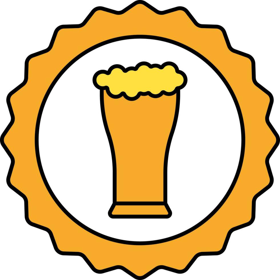 Flat Style Beer Stamp Icon In Orange And White Color. vector