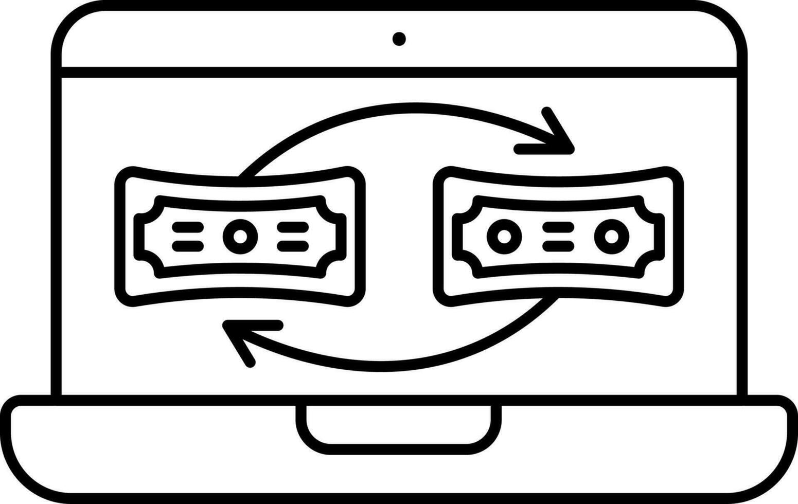 Isolated Online Money Exchange In Laptop Screen Icon. vector