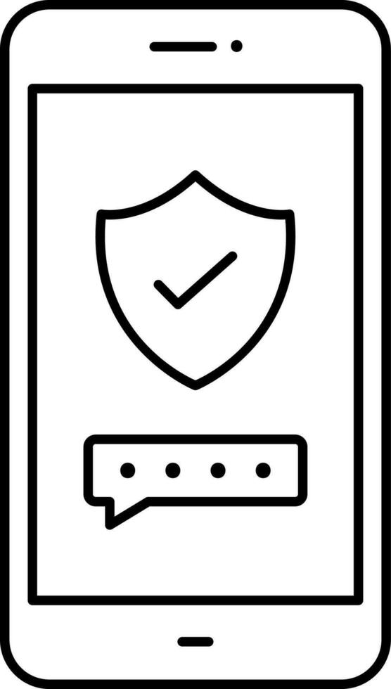 Isolated Secured Password In Smartphone Screen Icon In Line Art. vector