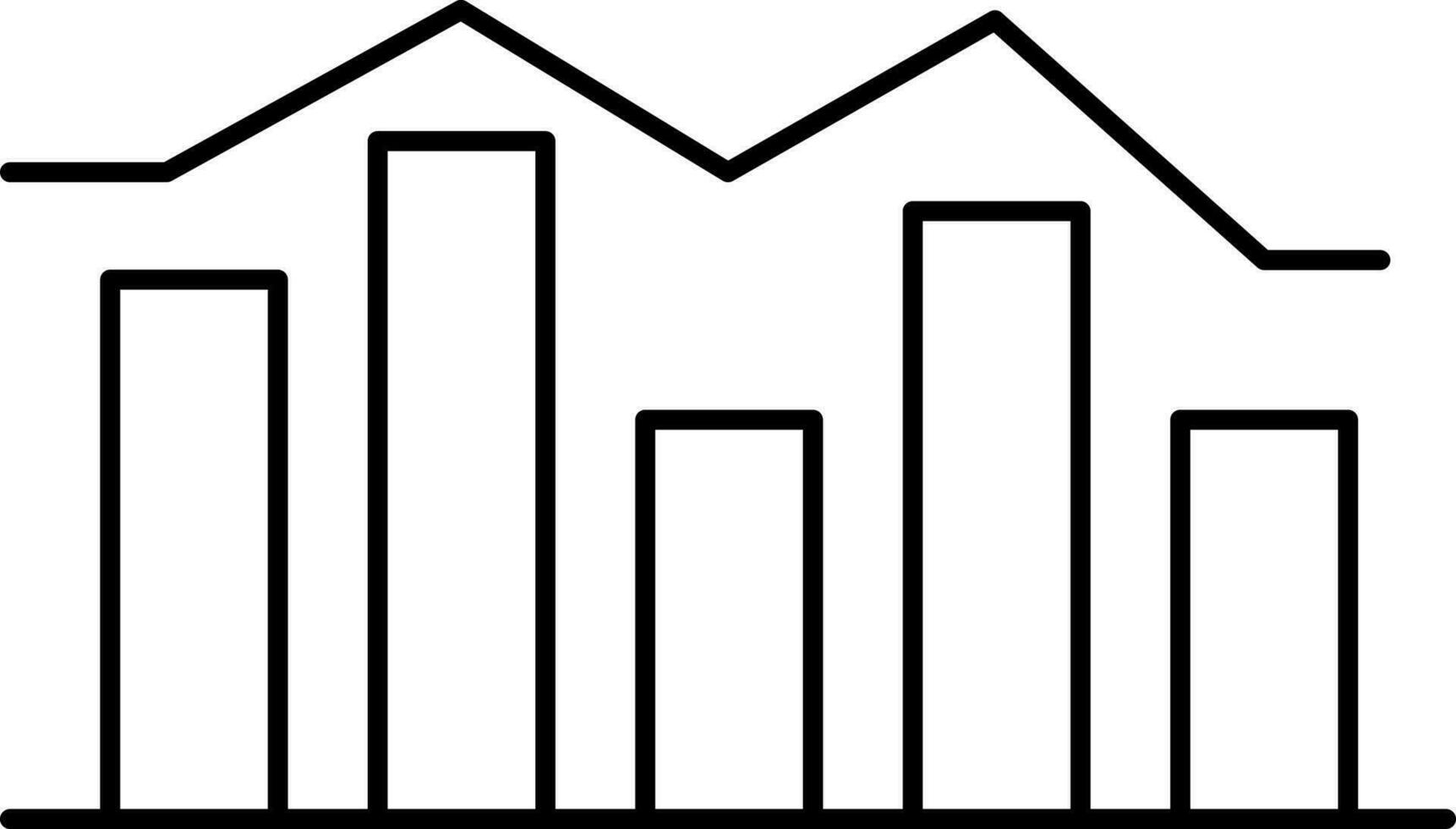 Bar Chart Icon In Black Line Art. vector