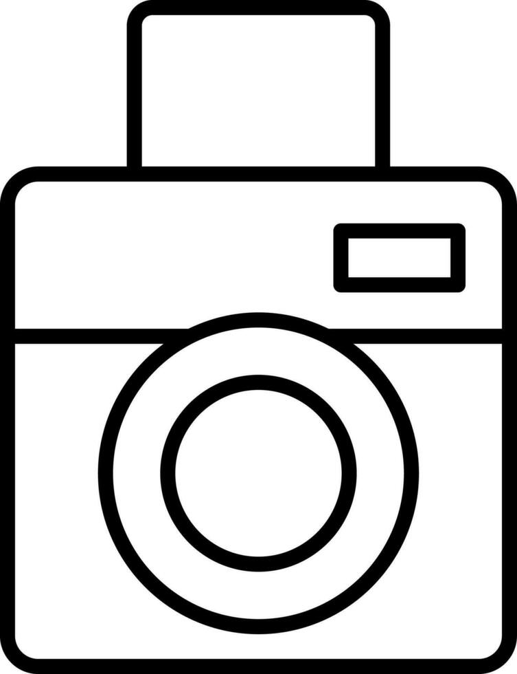 Instant Camera Icon In Black Line. vector