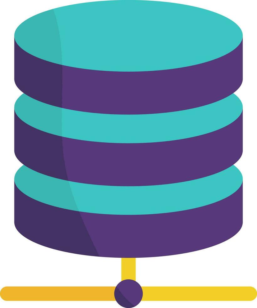 Purple And Turquoise Database Cylinder Flat Icon. vector