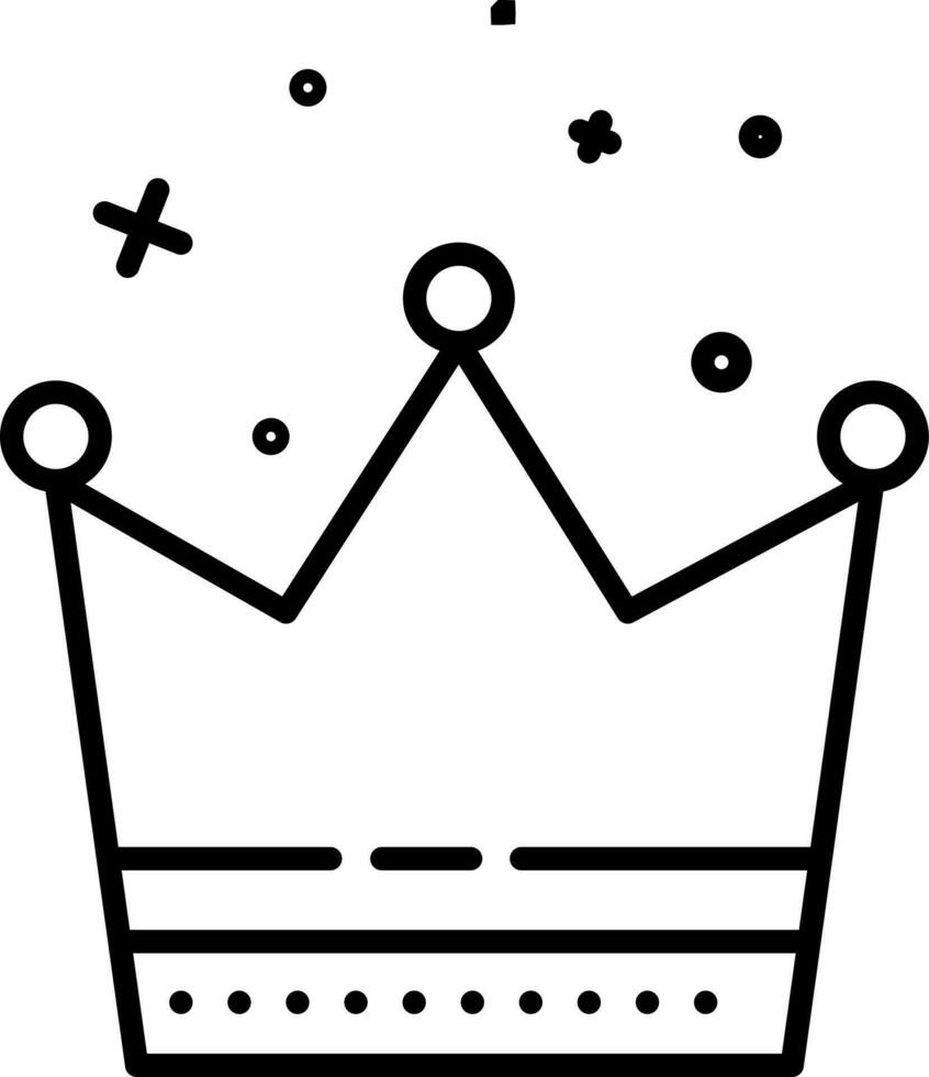 Isolated Crown Icon In Black Line Art. vector
