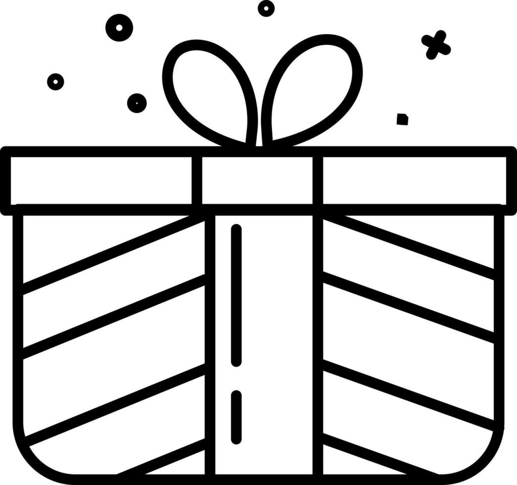 Black Line Art Gift Box Icon. vector