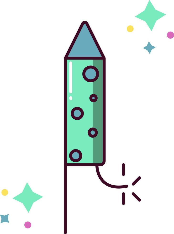 Firework Rocket With Circles And Stars Icon Or Sticker. vector