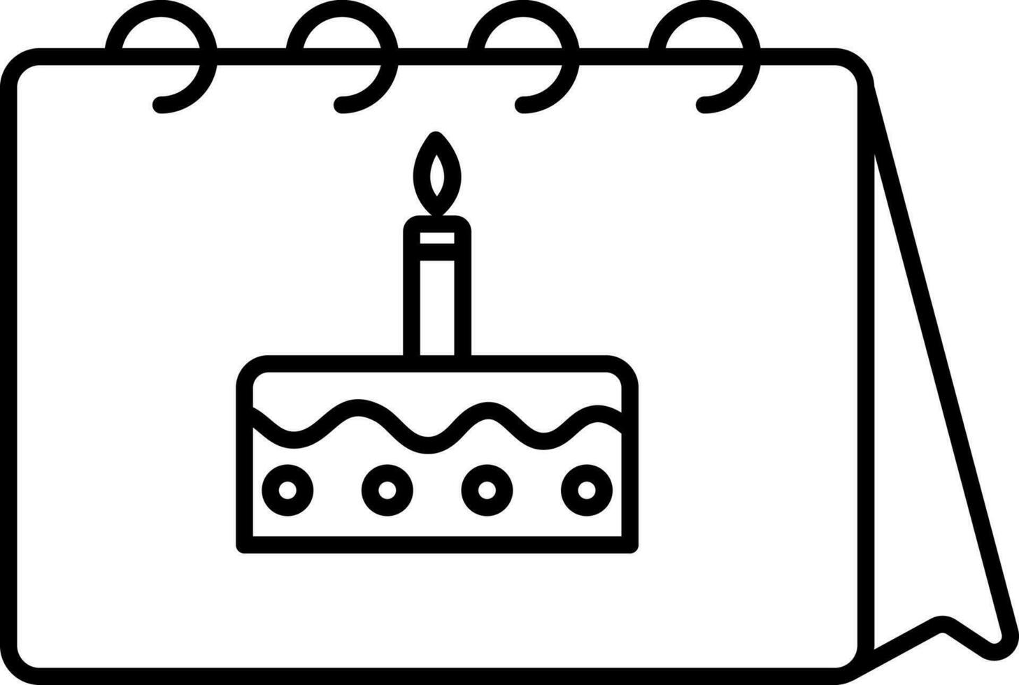 Burning Candle Cake With Calendar Icon In Line Art. vector