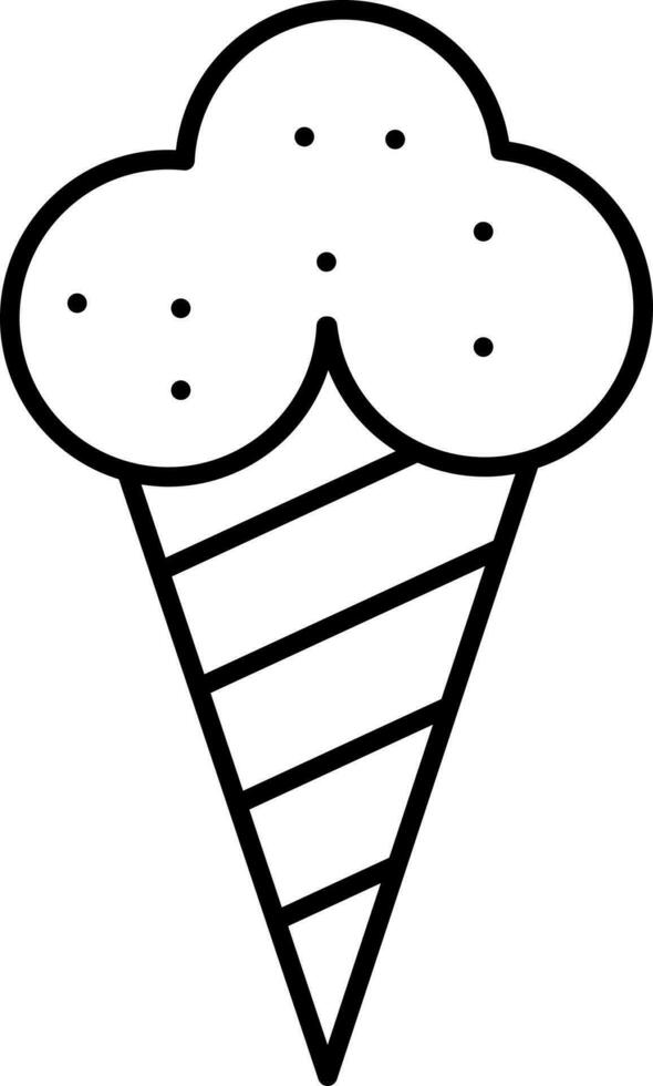 Isolated Ice cream Cone Icon In Black Outline. vector