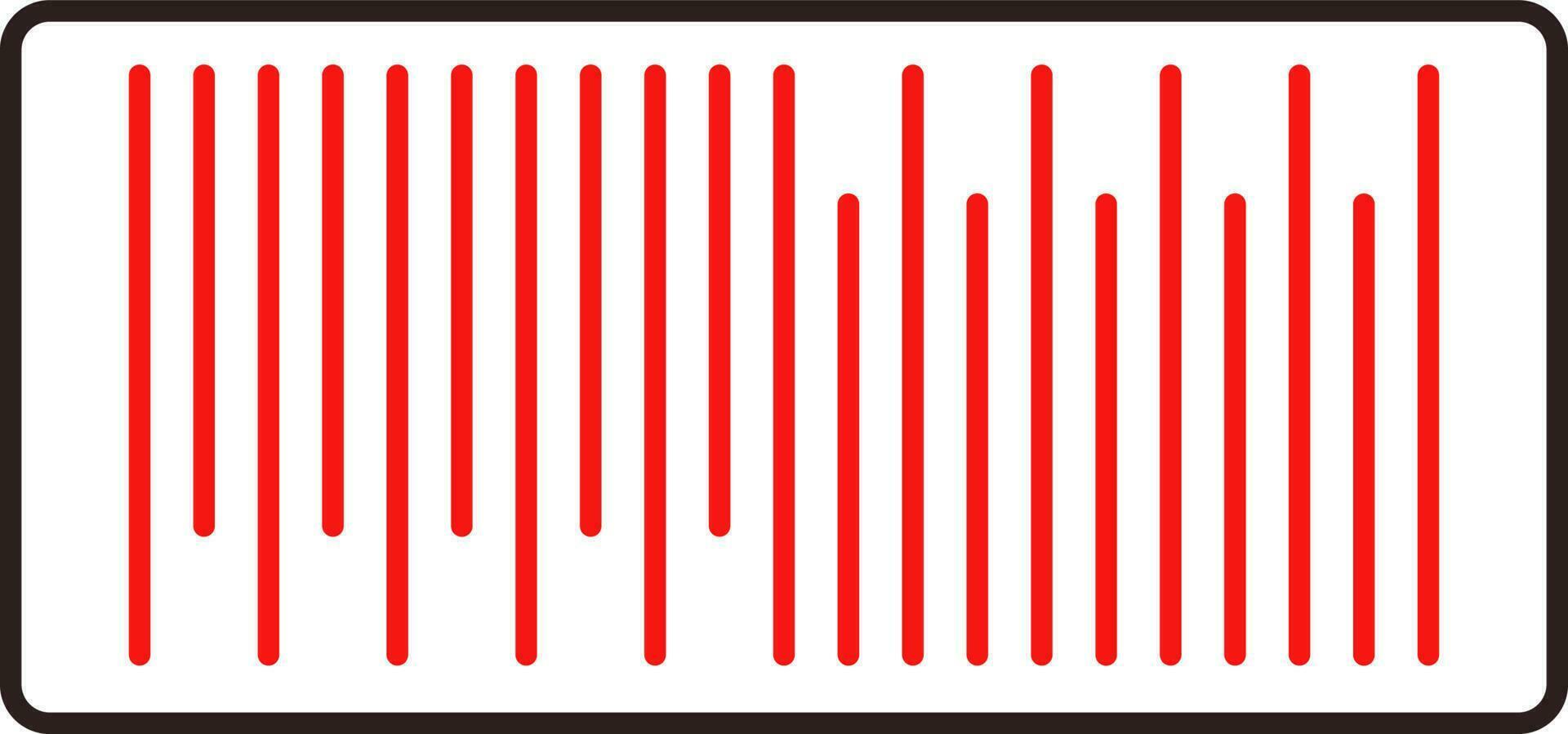 Red Lineal Bar Code Icon Or Symbol. vector