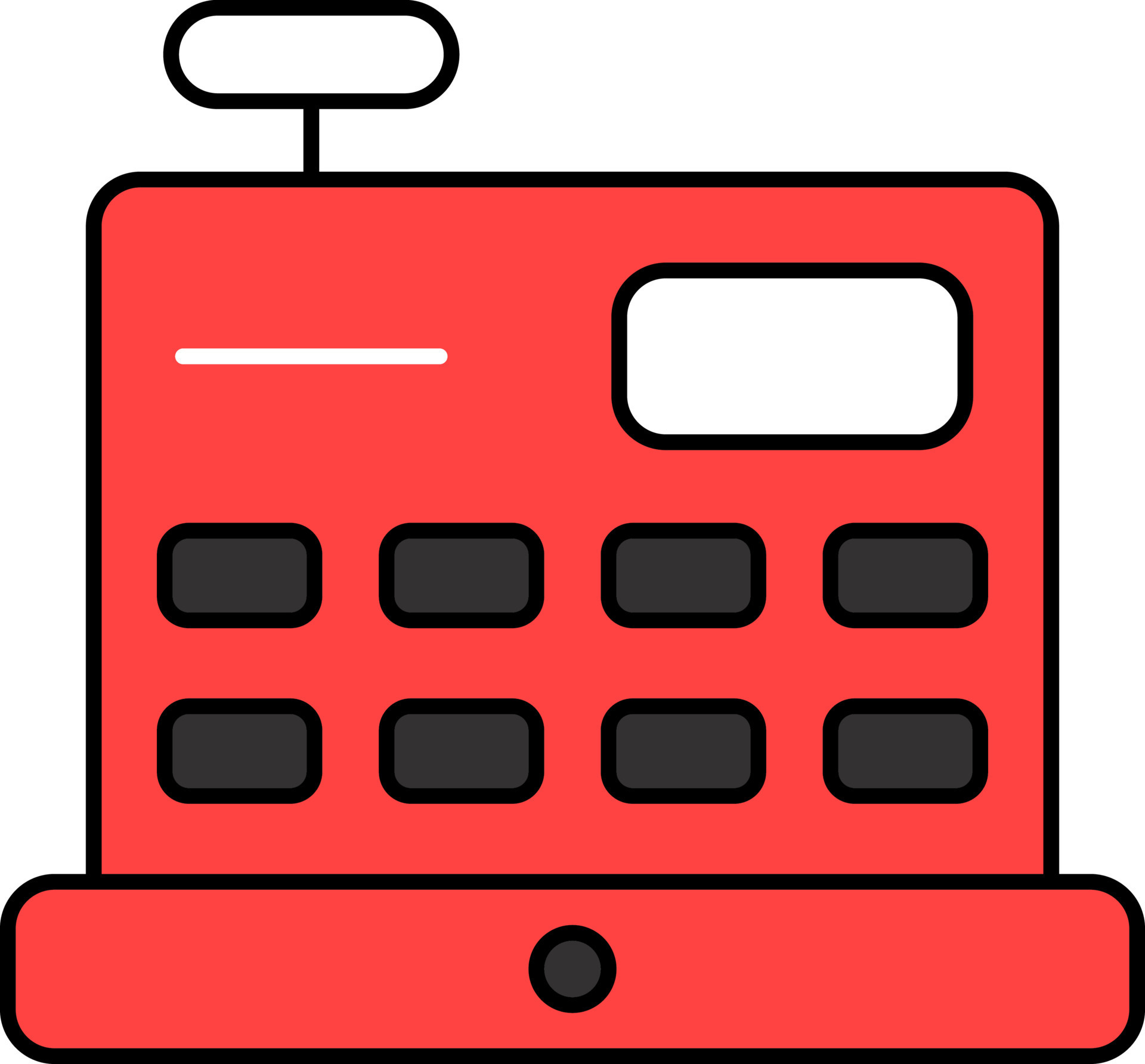 Flat Illustration Of Red And Black Cash Register Icon. 24145971 Vector