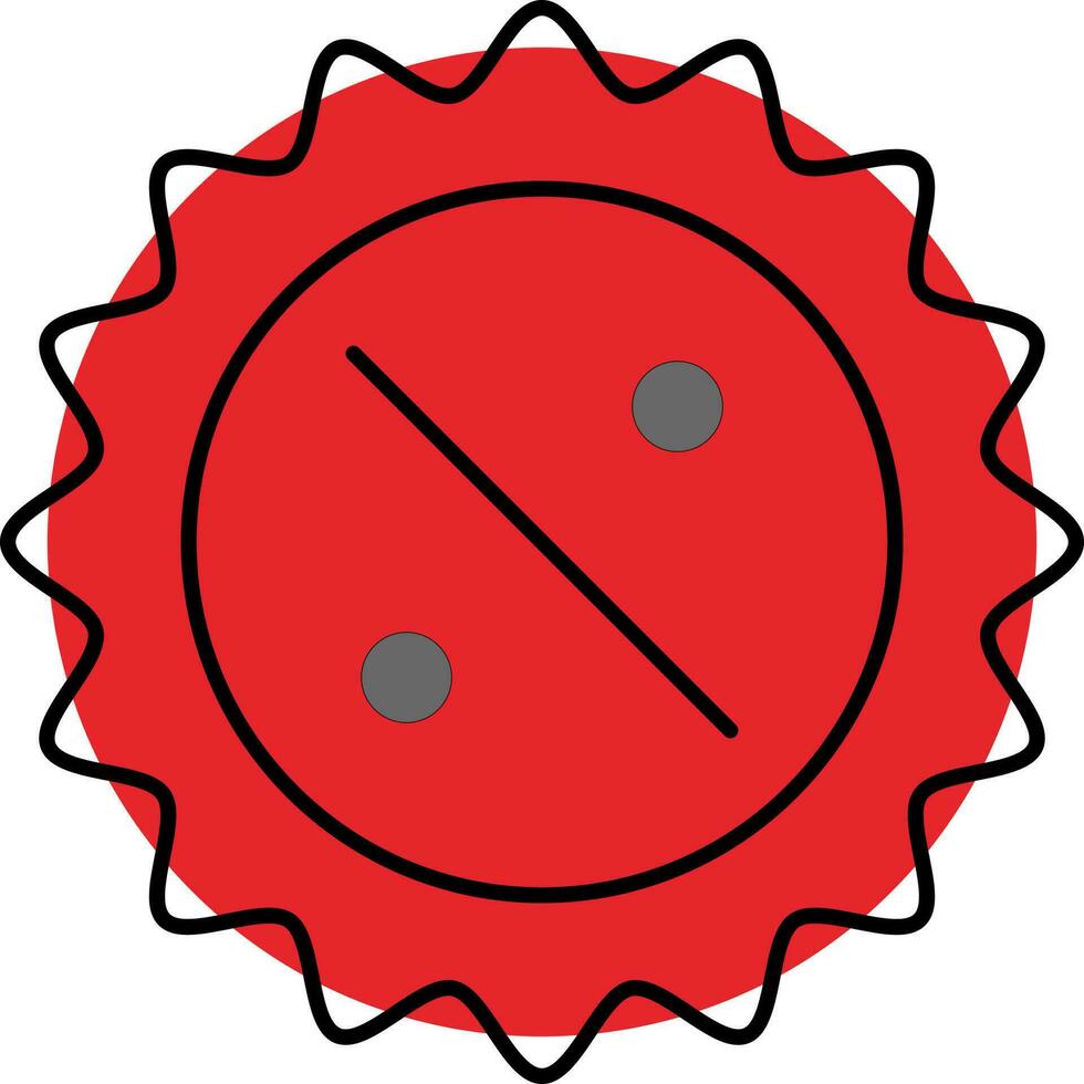 Discount Offer Sticker Flat Icon In Red Color. vector
