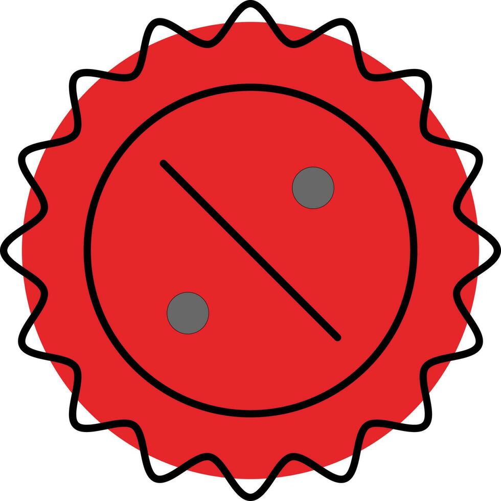 Discount Offer Sticker Flat Icon In Red Color. vector