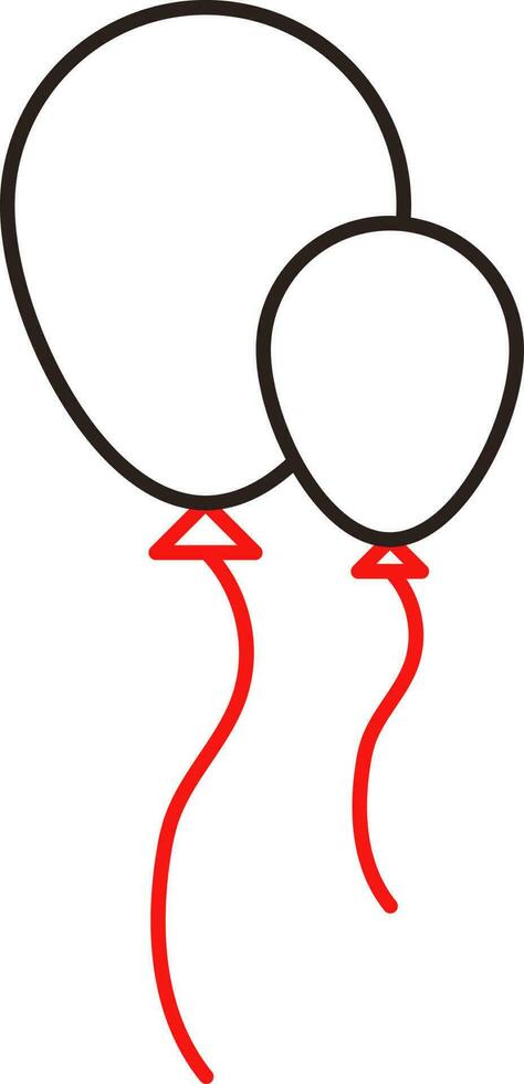 Red And Black Outline Balloons Fly Icon. vector