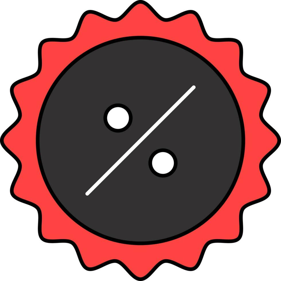 Flat Discount Sticker Icon In Red And Black Color. vector