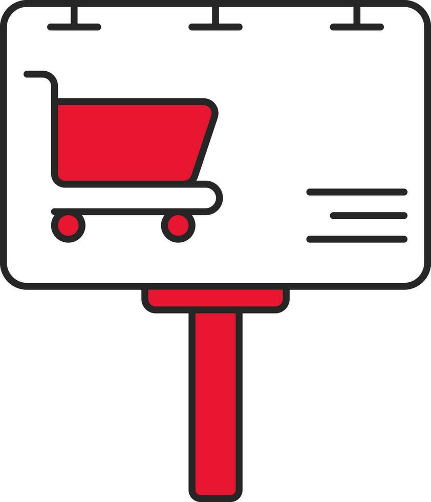 Shopping Cart Billboard Red And White Icon. vector