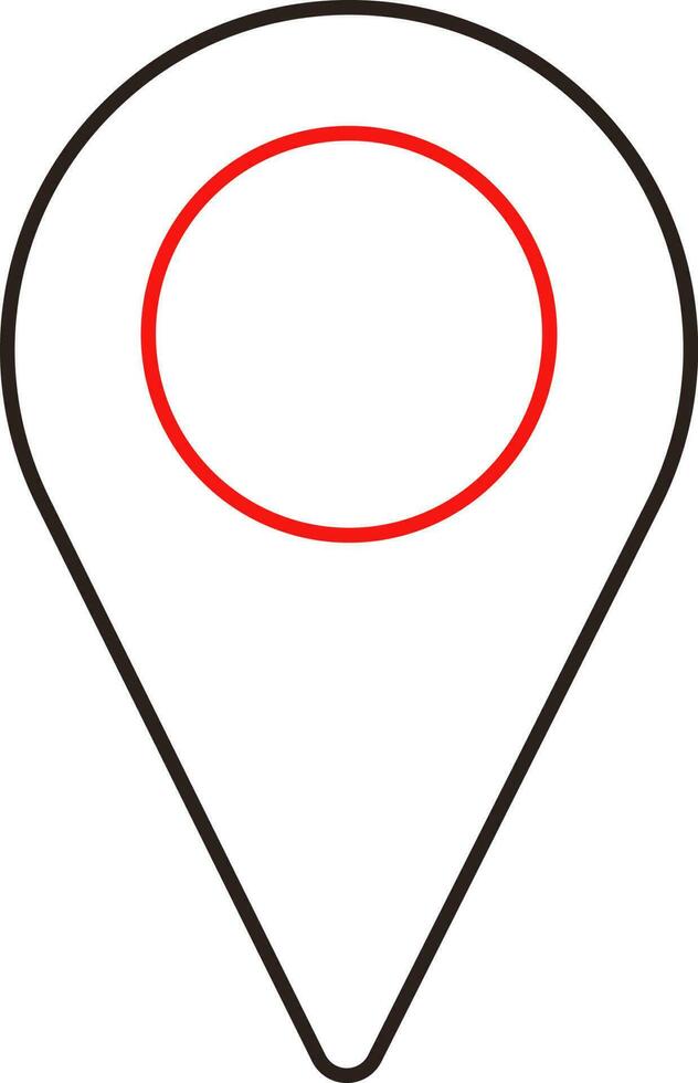 Isolated Map Pin Icon In Red And Black Outline. vector