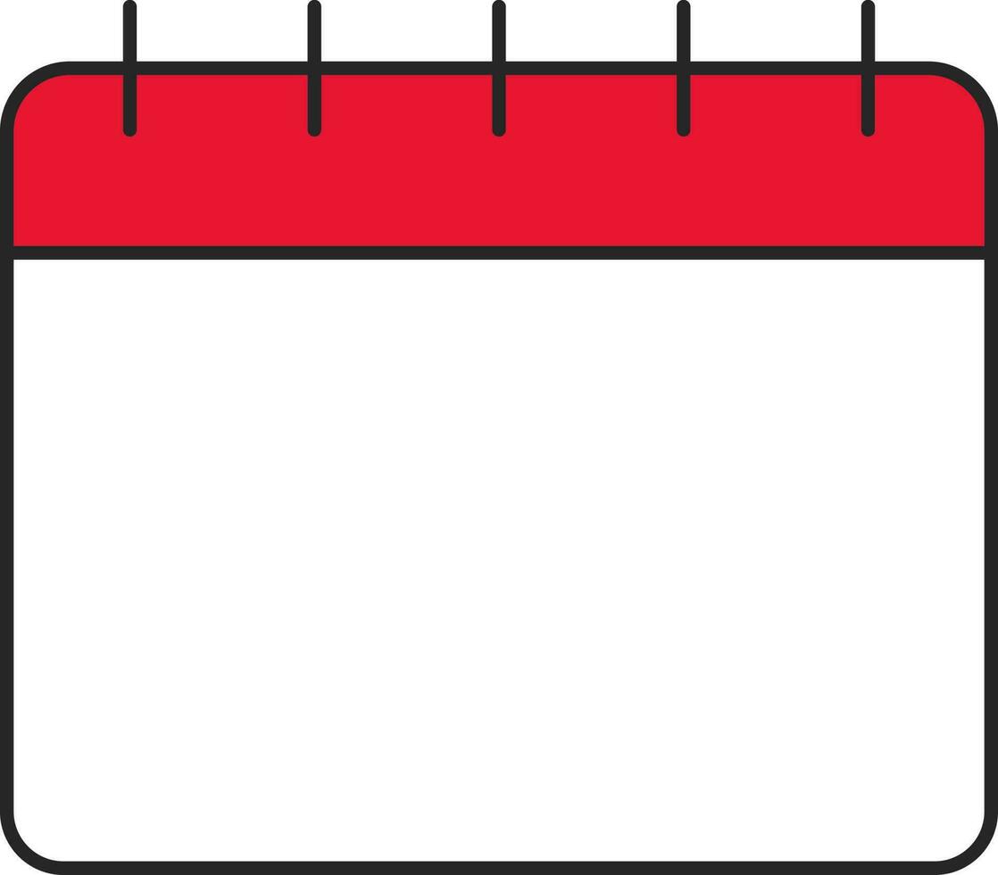 Blank Calendar Mockup Icon In Red And White Color. vector