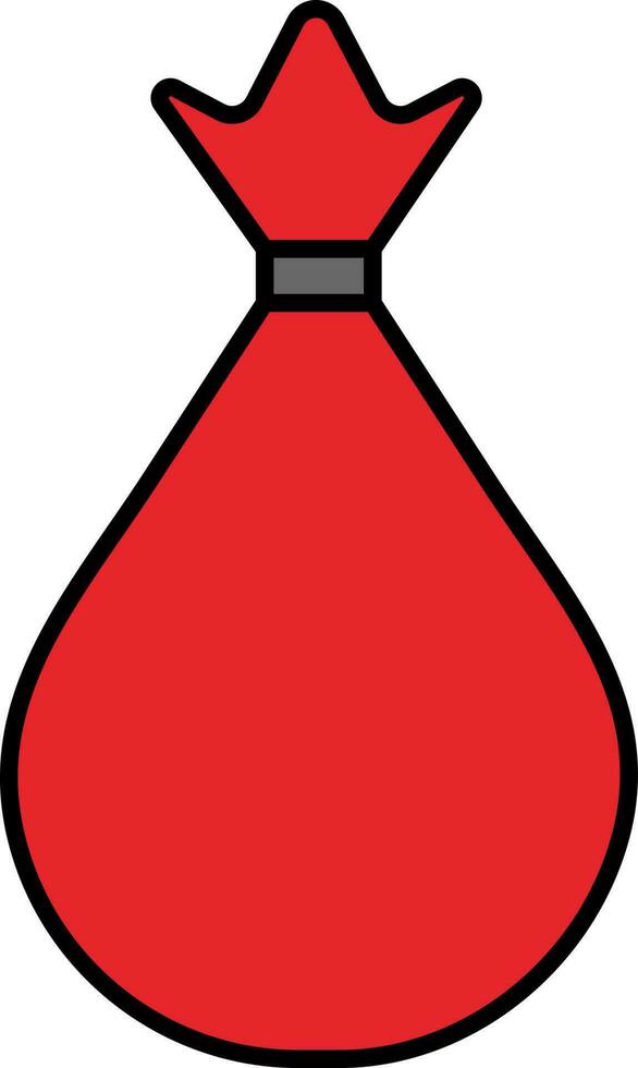Isolated Red Money Bag Icon In Flat Style. vector