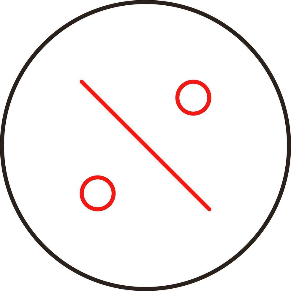 Linear Style Percentage Coin Red And Black Icon. vector