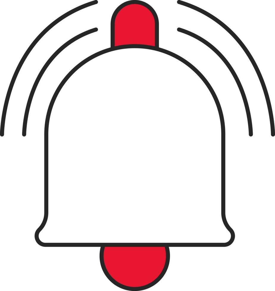 Red And White Bell Notification Icon Or Symbol. vector